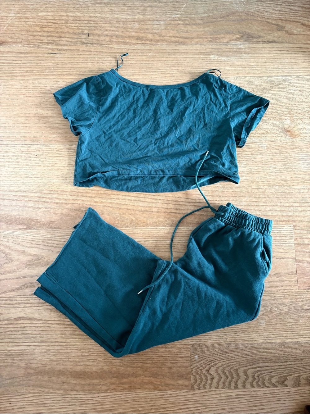Women's Teal Lounge Pants & Crop Top Set
